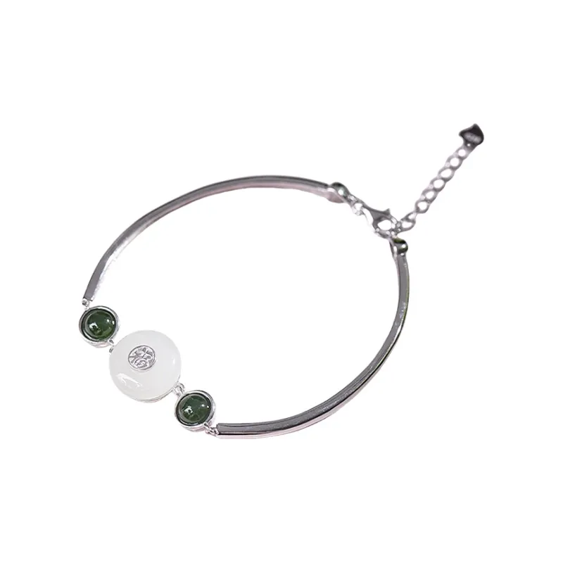 Jade Ink Love Hetian Jade Bracelets White Jade Women's-0
