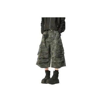 ZMHT Denim Shorts Unisex Green Camouflage