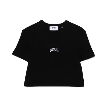 GCDS Logo embroidered Cropped T shirt
