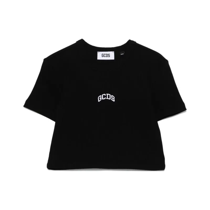 GCDS Logo embroidered Cropped T shirt-0