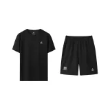 Minimalist Style Black Shorts+Black Short-Sleeved Shirt