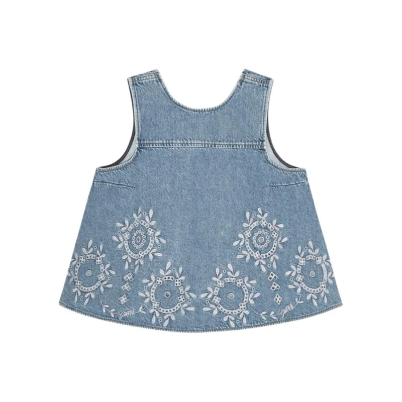 GANNI Open back Denim Top-0