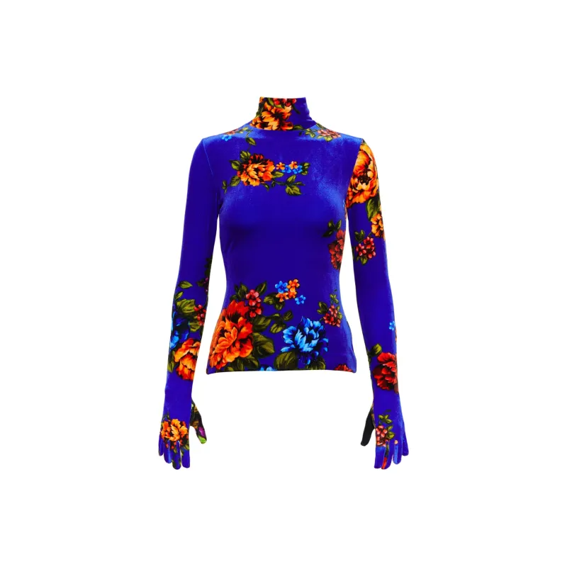 Vetements Velvet Flower Styling Top With Gloves 'Floral'-0