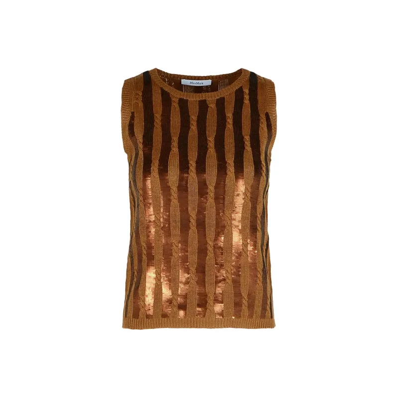 MaxMara Sequin Detailed Sleeveless Knit Top-0