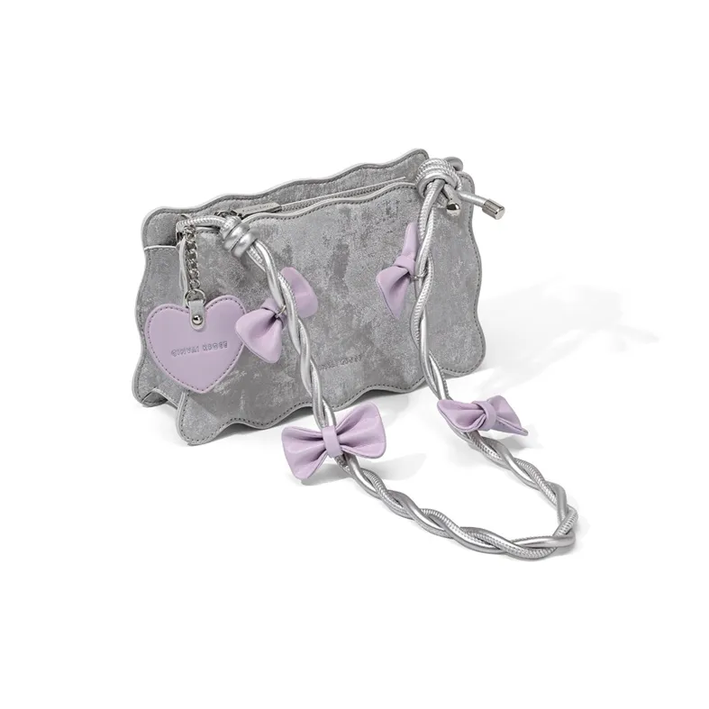 CinvaiKrose Synthetic Leather Shoulder Bag French Shoulder Bag Small Square Bag Small Size Women's Ecru/Silver-8