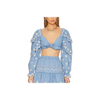 LOVESHACKFANCY Crop Tops Women's Sky Blue