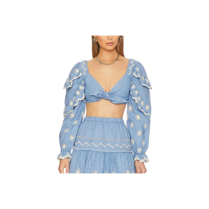 LOVESHACKFANCY Crop Tops Women's Sky Blue-0