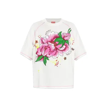 KENZO Peonies Printed Crewneck T Shirt