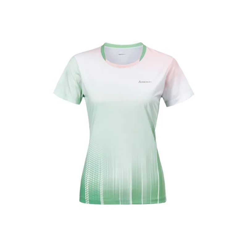 Kawasaki Blue And White Porcelain Series Badminton Clothing Women's Turquoise Willow Green-0