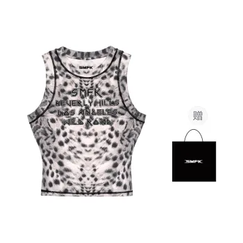 SMFK Tank Top Women's White Leopard Print