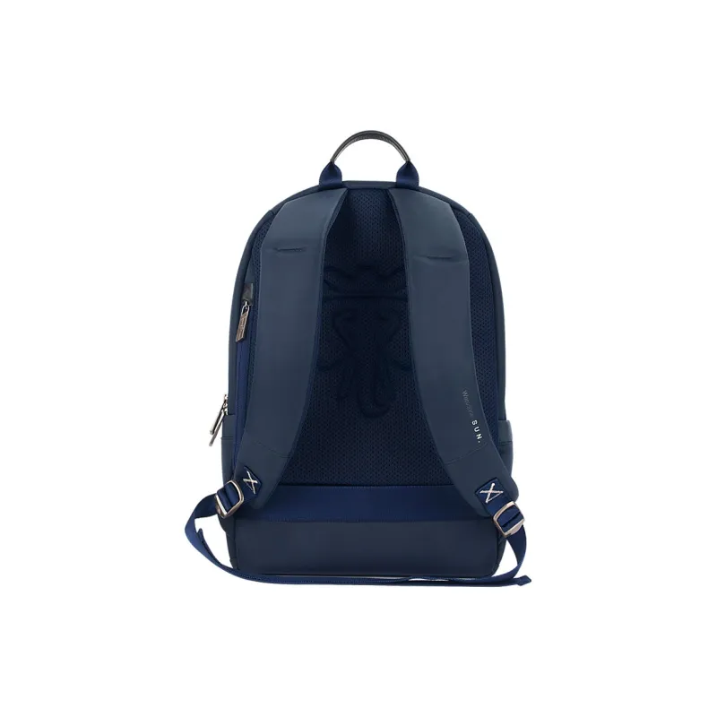 BOODUN Nylon With Cow Leather Backpack Regular Unisex Navy Blue-1