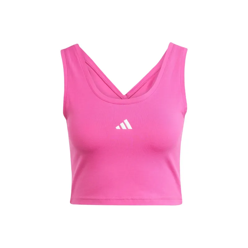 Adidas Women's Essentials Small Logo Cotton Lifestyle Tank Top Semi Lucid Fuchsia/White-0