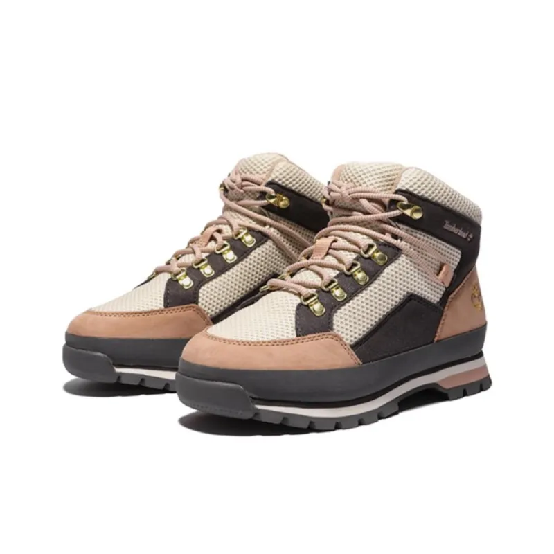 Timberland Euro Hiker Anti Slip Wear Resistant Mid Top Hiking Shoes Women's Pink-3