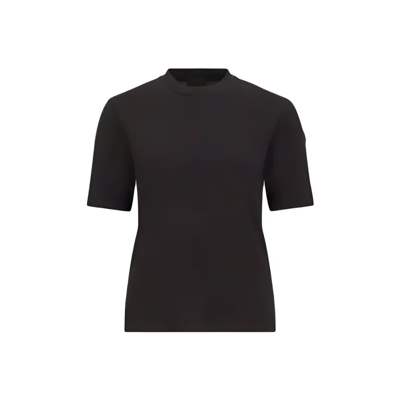 Moncler Embossed Logo T Shirt T Shirt Women's Black-0