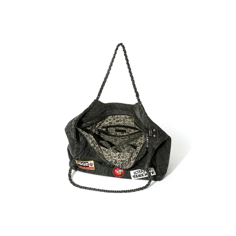 MASTER CANVAS Tote Canvas Bag, Shoulder Bag Unisex Denim Black/Denim Green-5