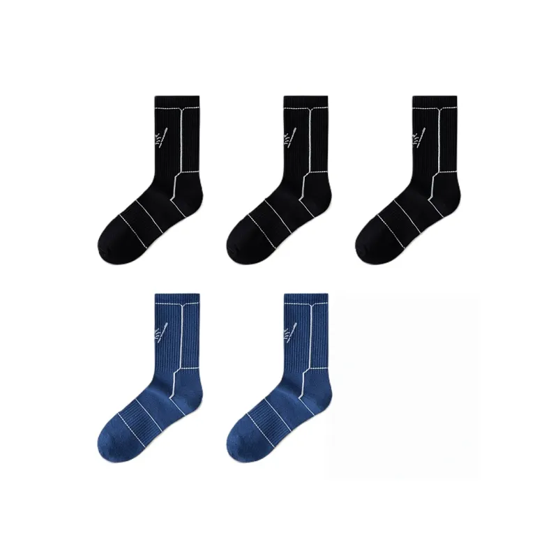H YXIANG Mid Calf Socks Unisex 5 Pack-14