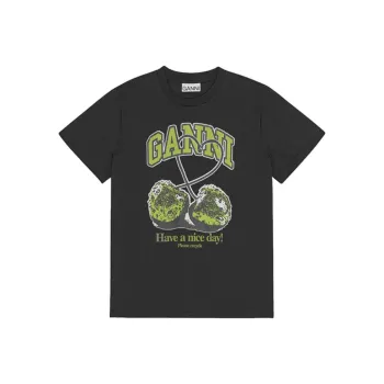 GANNI Logo Printed Crewneck T Shirt