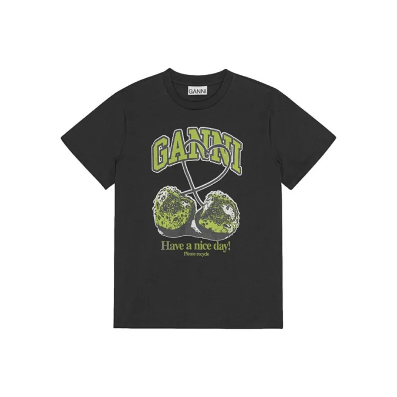GANNI Logo Printed Crewneck T Shirt-0