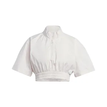 Adidas Future Icons Woven T-Shirt Crop Tops Women's Beige