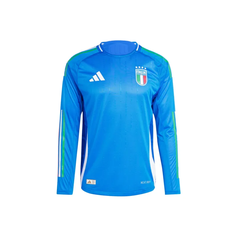 Adidas Italy 24 Long Sleeve Home Authentic Jersey Soccer Jerseys Italy Version Home Men's Blue-0