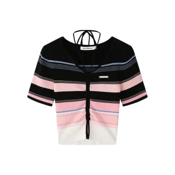 MacyMccoy Crop Tops Women's Multicolor Stripes