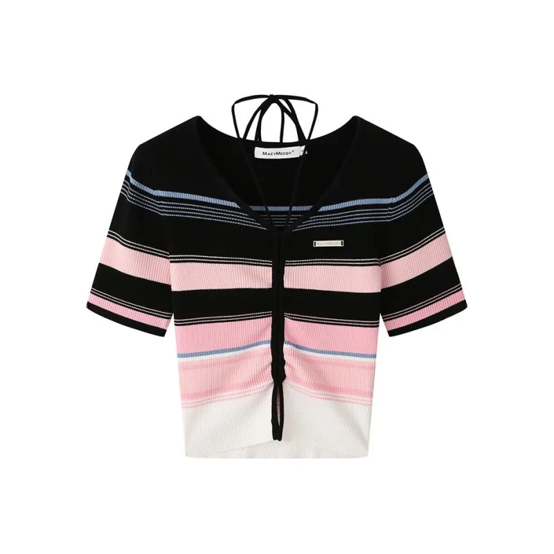 MacyMccoy Crop Tops Women's Multicolor Stripes-0