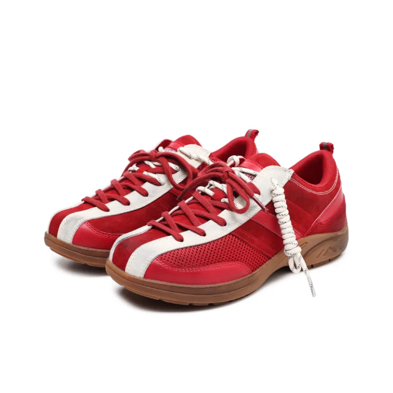 Angelmi Abrasion Resistant Slip Resistant Low Top Casual Shoes Unisex Red-1