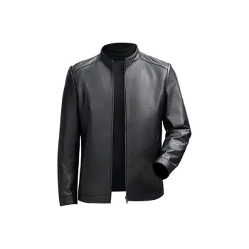 Devanro Leather Jacket Men's Black