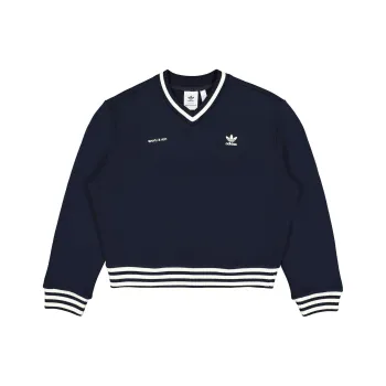 Adidas Originals X Sporty & Rich V Neck Sweatshirt Navy/Cream