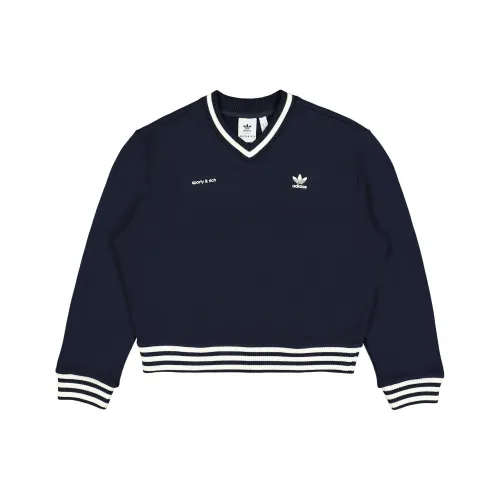 Adidas Originals X Sporty & Rich V Neck Sweatshirt Navy/Cream