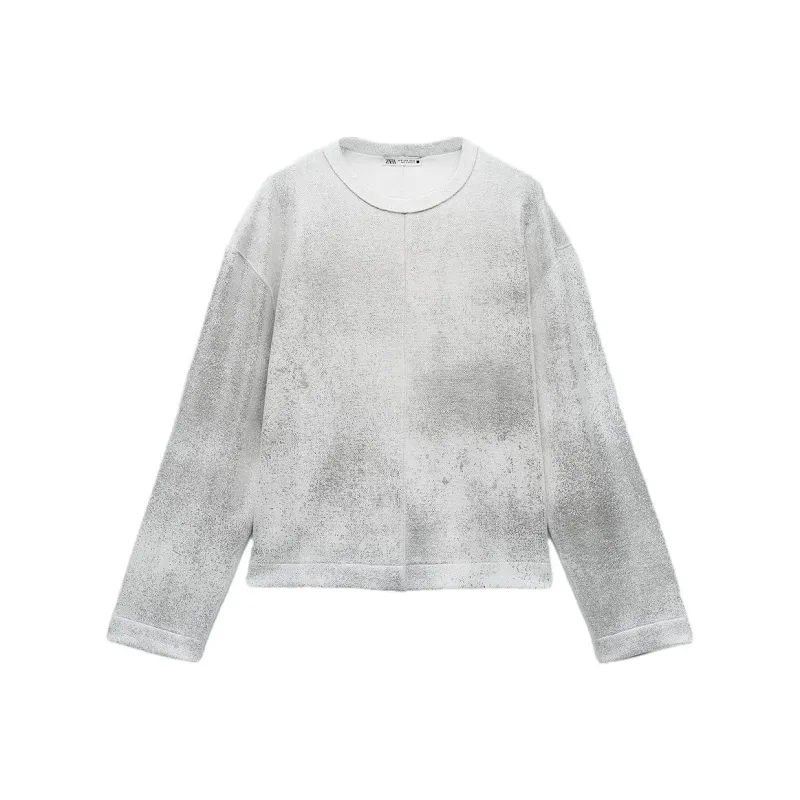 ZARA Drop Shoulder Sleeve T-Shirt Women's Silver-0