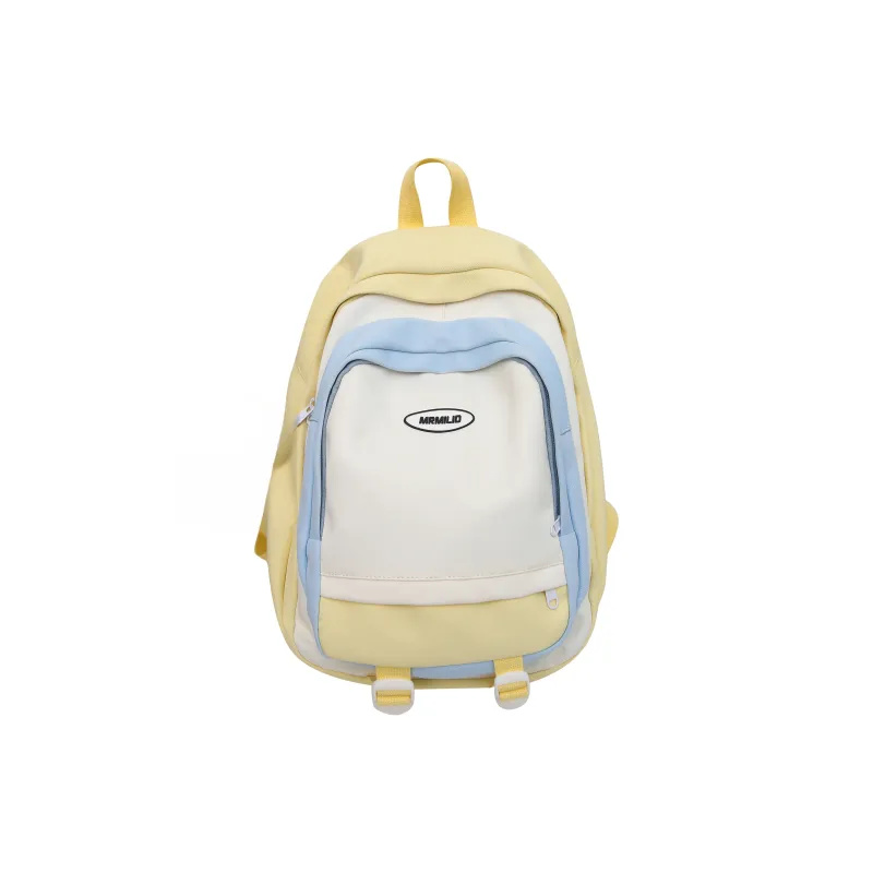 URBAN FOREST Nylon Backpack Unisex Black/Pink/Light Yellow/Light Blue/Jasper-7