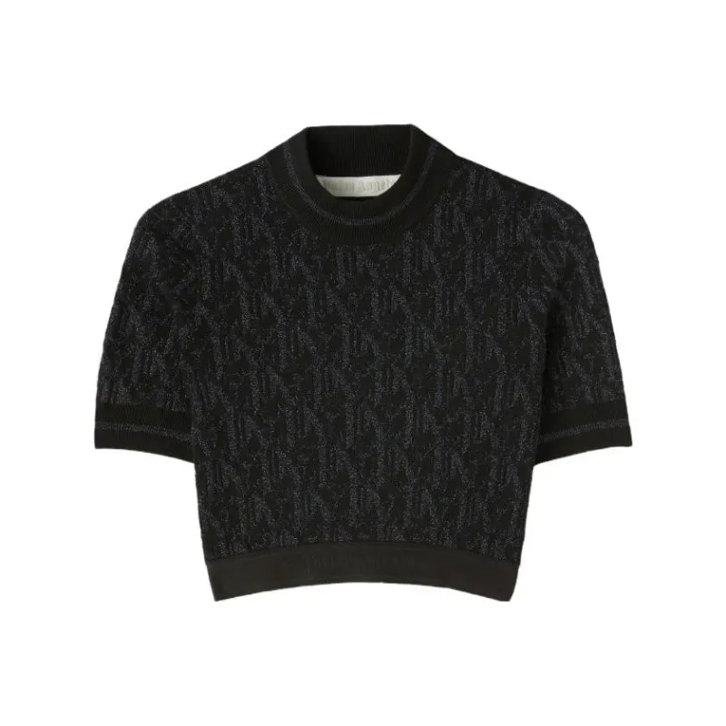 PALM ANGELS Monogram Jacquard Knitted Cropped Top-0