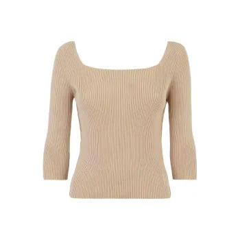 FENDI Square Neck Ribbed Top
