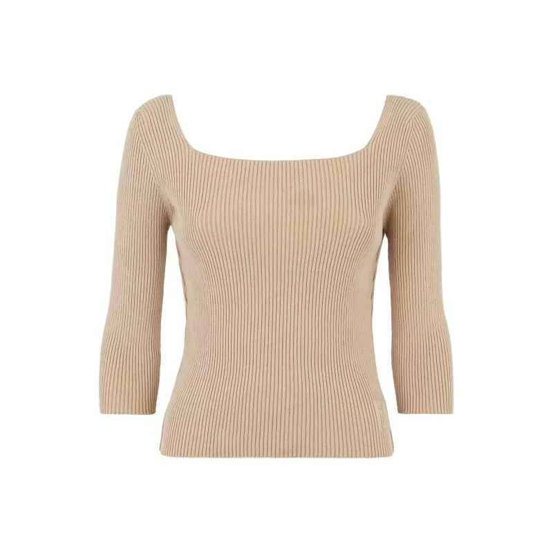 FENDI Square Neck Ribbed Top-0