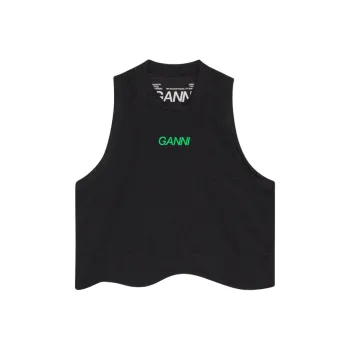 GANNI Logo-Printed Crewneck Tank Top