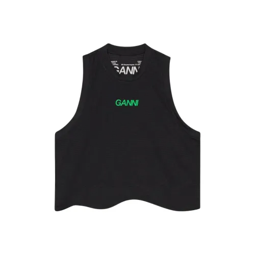 GANNI Logo-Printed Crewneck Tank Top