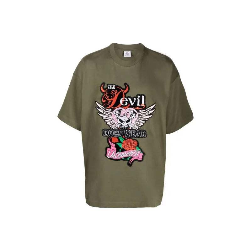 Vetements T-Shirts Women's Army Green-0