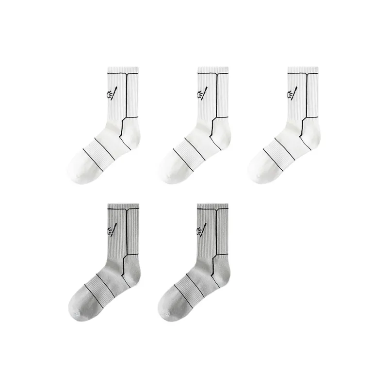 H YXIANG Mid Calf Socks Unisex 5 Pack-10