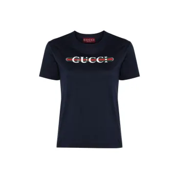 GUCCI Logo Printed Jersey T Shirt