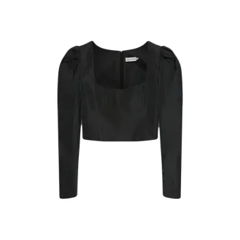 SCANLAN THEODORE Taffeta Slim Fit Top Crop Tops Women's BLACK/Black