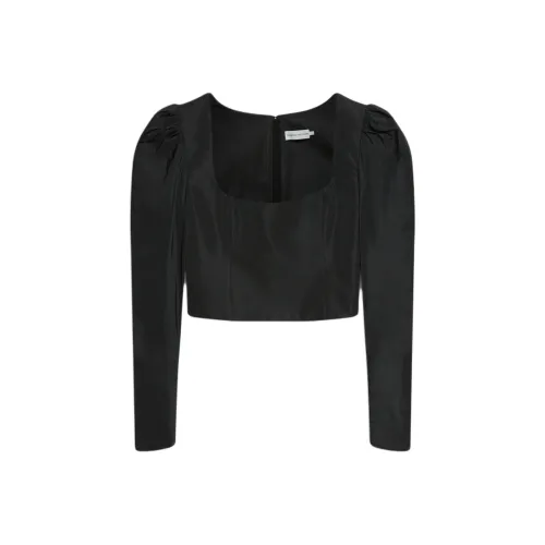 SCANLAN THEODORE Taffeta Slim Fit Top Crop Tops Women's BLACK/Black
