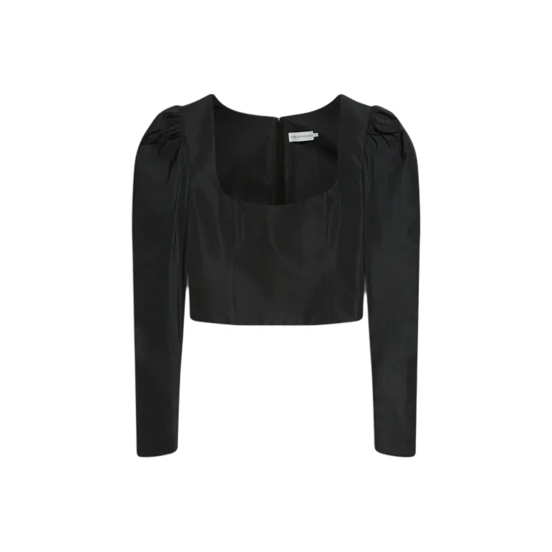 SCANLAN THEODORE Taffeta Slim Fit Top Crop Tops Women's BLACK/Black-0