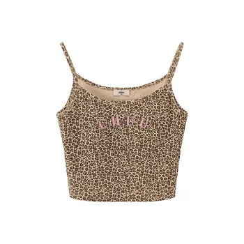 CHUU Top Women's Leopard Print Coffee