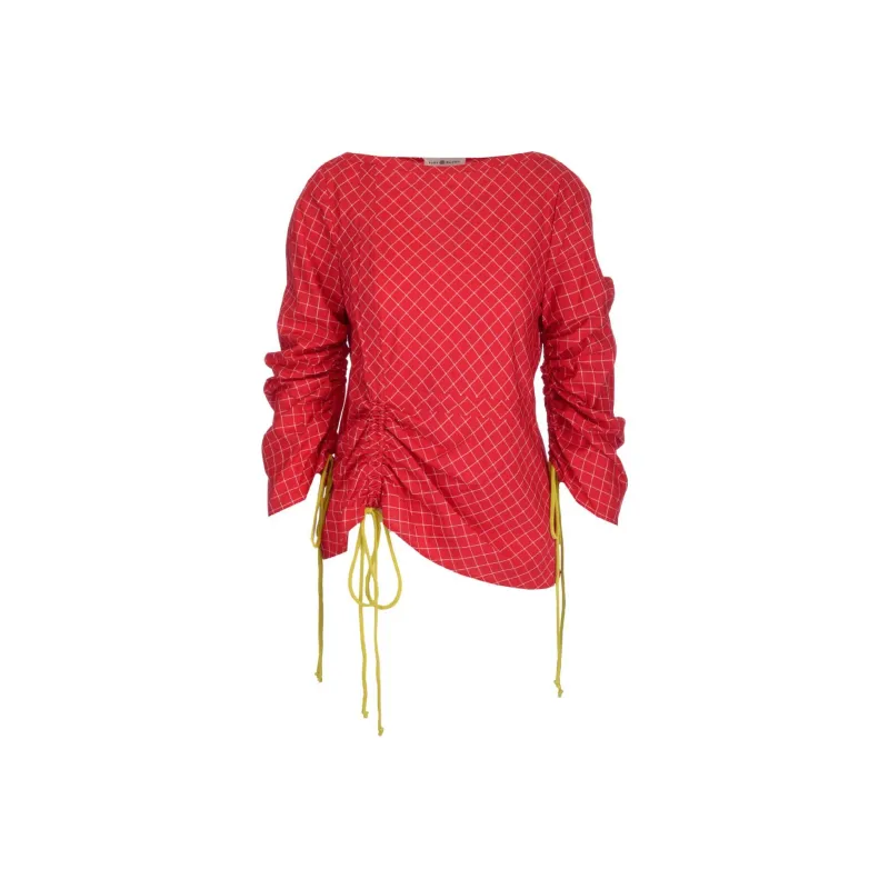 TORY BURCH Check-print Ruched Top-0