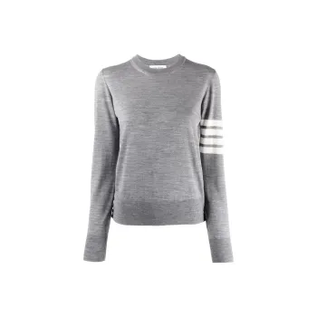 THOM BROWNE 4 Bar Ribbed Crewneck Sweater