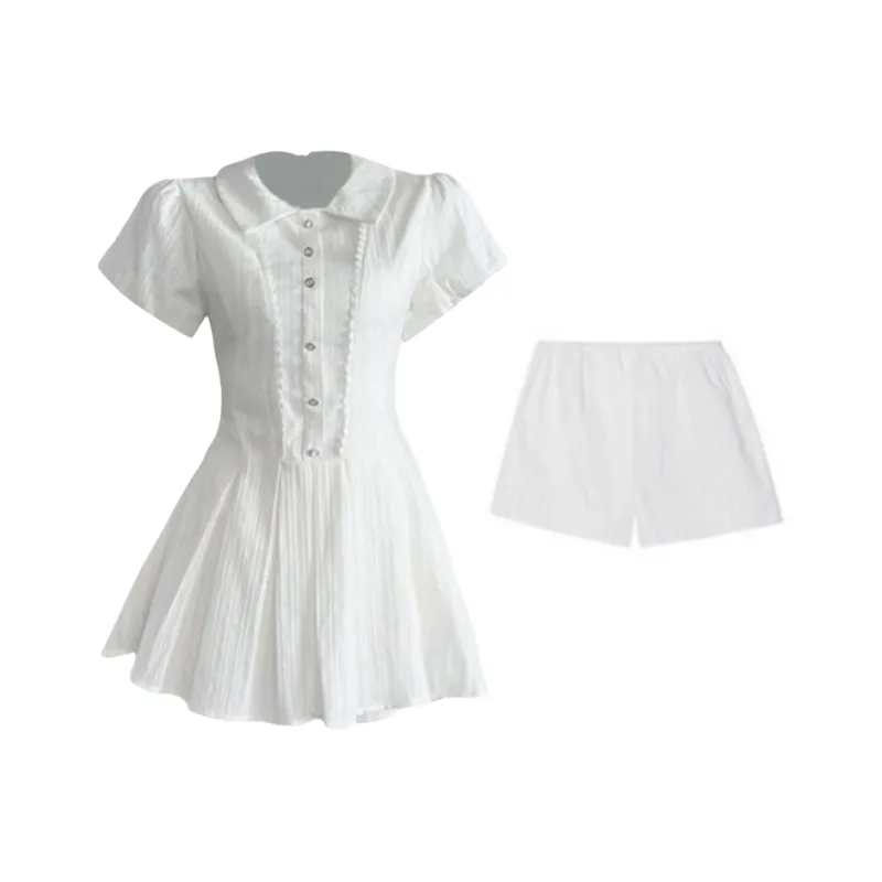 MTHE Short Sleeved Dress Women's White-9