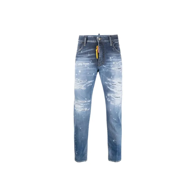 DSQUARED 2 Logo Patch Distressed Slim Cut Jeans-1