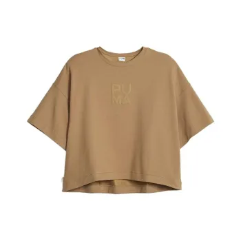 PUMA Drop Shoulder Sleeve T Shirt Women's Light Brown