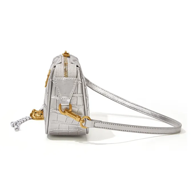 CinvaiKrose Synthetic Leather Baguette Shoulder Bag, Crossbody Bag, Shoulder Bag Small Size Women's Pink/Silver-8